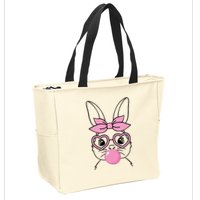 Easter Bunny Bubble Gum Cute Zip Tote Bag