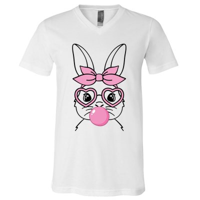 Easter Bunny Bubble Gum Cute V-Neck T-Shirt