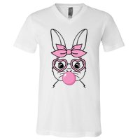 Easter Bunny Bubble Gum Cute V-Neck T-Shirt