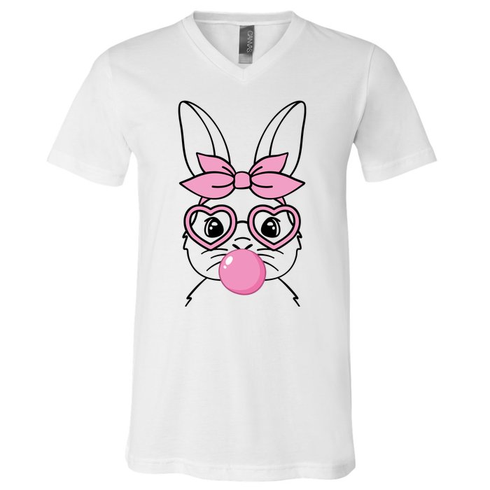 Easter Bunny Bubble Gum Cute V-Neck T-Shirt