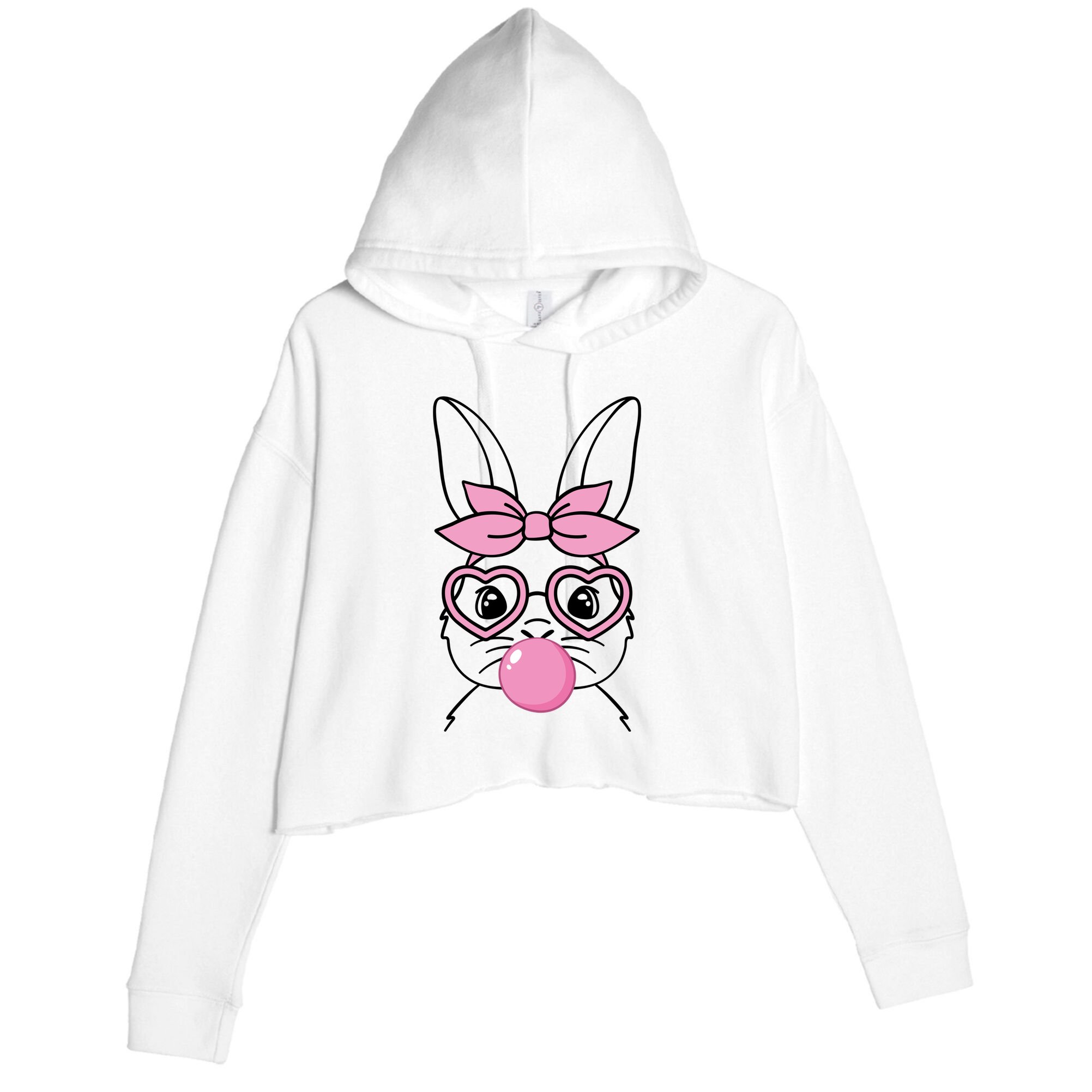 Easter Bunny Bubble Gum Cute Crop Fleece Hoodie
