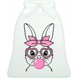 Easter Bunny Bubble Gum Cute Ceramic Bell Ornament