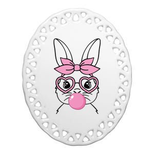 Easter Bunny Bubble Gum Cute Ceramic Oval Ornament