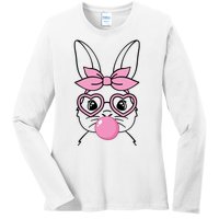 Easter Bunny Bubble Gum Cute Ladies Long Sleeve Shirt