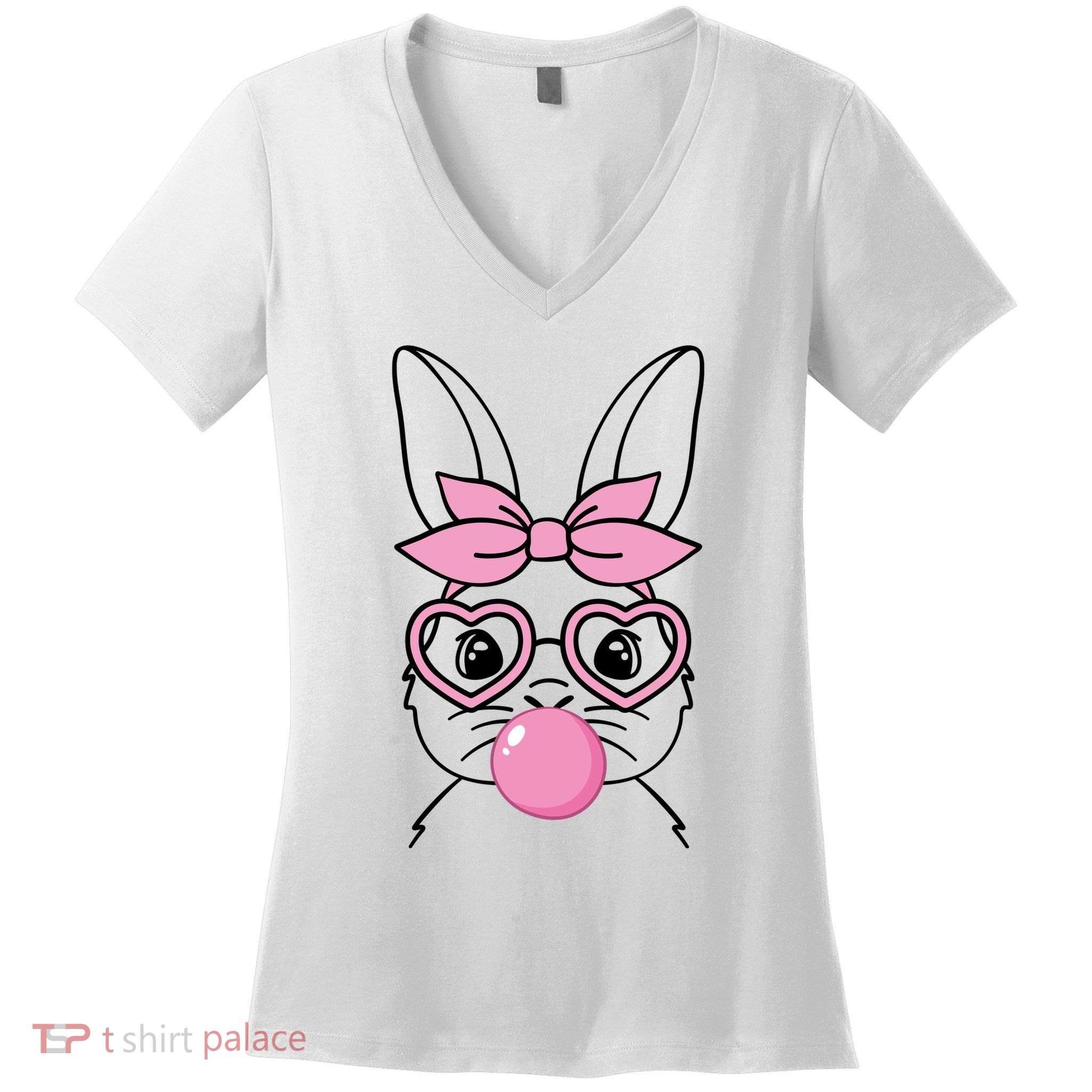 Easter Bunny Bubble Gum Cute Women's V-Neck T-Shirt