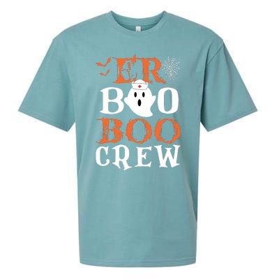 Er Boo Boo Crew Cute Ghost Nurse Halloween Costume Nursing Sueded Cloud Jersey T-Shirt