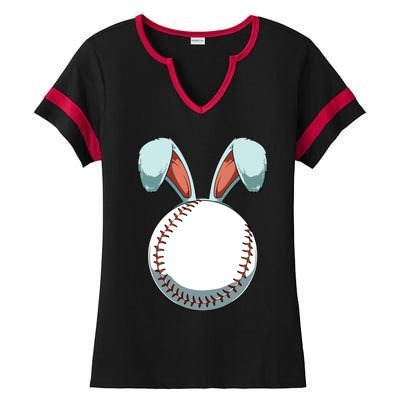 Easter Baseball Ball Easter Day Funny Easter Bunny Baseball Great Gift Ladies Halftime Notch Neck Tee