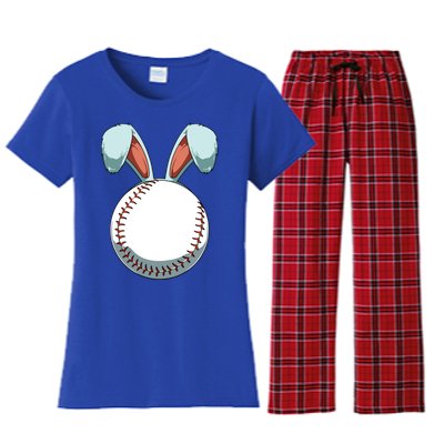 Easter Baseball Ball Easter Day Funny Easter Bunny Baseball Great Gift Women's Flannel Pajama Set