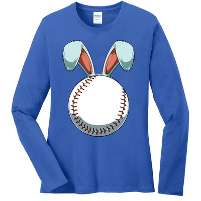 Easter Baseball Ball Easter Day Funny Easter Bunny Baseball Great Gift Ladies Long Sleeve Shirt