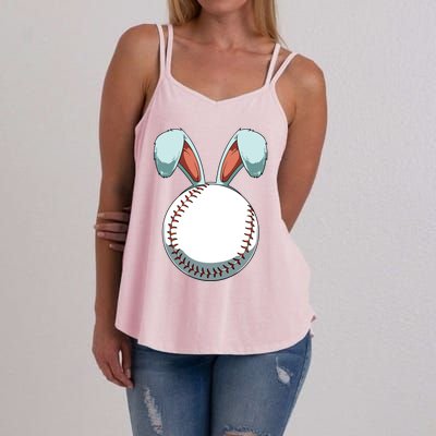 Easter Baseball Ball Easter Day Funny Easter Bunny Baseball Great Gift Women's Strappy Tank