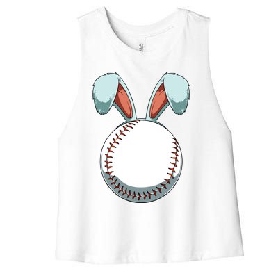 Easter Baseball Ball Easter Day Funny Easter Bunny Baseball Great Gift Women's Racerback Cropped Tank