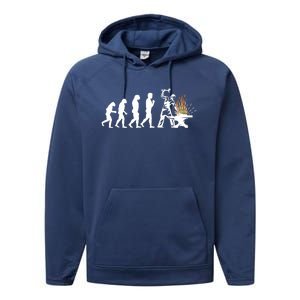 Evolution Blacksmith Blacksmithing Knifemaker Gift Tee Performance Fleece Hoodie