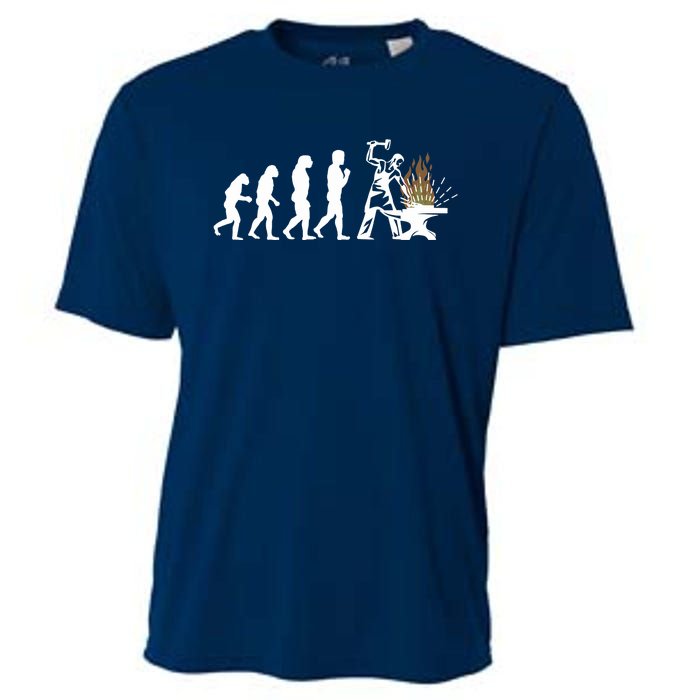 Evolution Blacksmith Blacksmithing Knifemaker Gift Tee Cooling Performance Crew T-Shirt