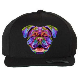 English British Bulldog Pop Art Portrait For Dog Owners Gift Wool Snapback Cap