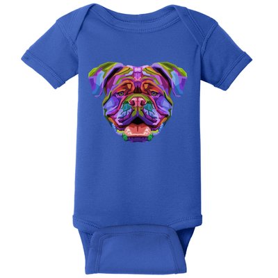 English British Bulldog Pop Art Portrait For Dog Owners Gift Baby Bodysuit