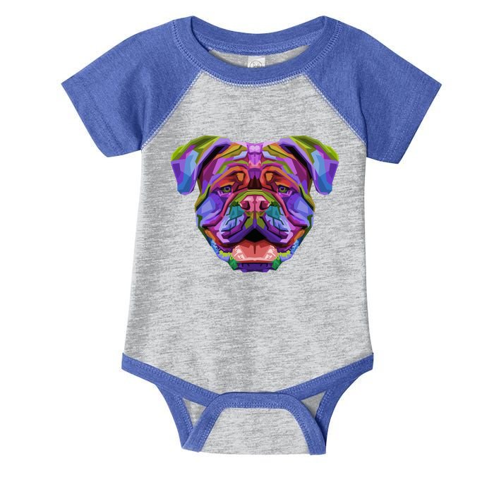 English British Bulldog Pop Art Portrait For Dog Owners Gift Infant Baby Jersey Bodysuit