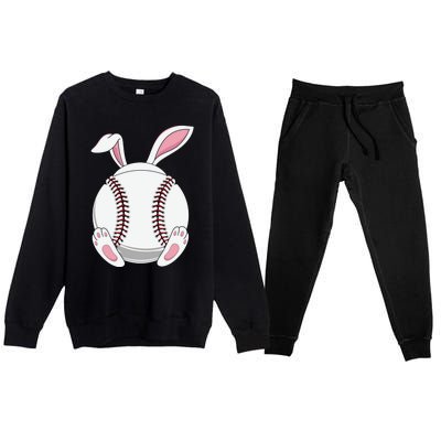 Easter Baseball Ball Easter Day Funny Easter Bunny Baseball Gift Premium Crewneck Sweatsuit Set