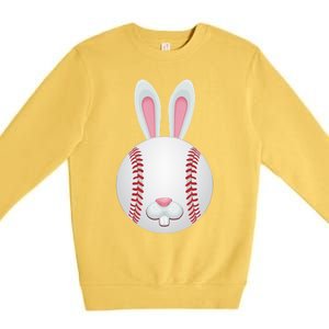 Easter Baseball Ball Egg Bunny Ears Funny Player Gift Premium Crewneck Sweatshirt