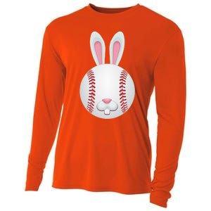 Easter Baseball Ball Egg Bunny Ears Funny Player Gift Cooling Performance Long Sleeve Crew