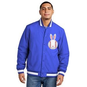 Easter Baseball Ball Egg Bunny Ears Funny Player Gift Insulated Varsity Jacket