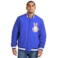 Easter Baseball Ball Egg Bunny Ears Funny Player Gift Insulated Varsity Jacket