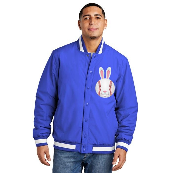 Easter Baseball Ball Egg Bunny Ears Funny Player Gift Insulated Varsity Jacket