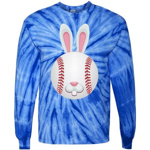 Easter Baseball Ball Egg Bunny Ears Funny Player Gift Tie-Dye Long Sleeve Shirt