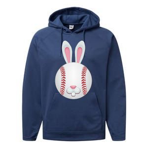 Easter Baseball Ball Egg Bunny Ears Funny Player Gift Performance Fleece Hoodie