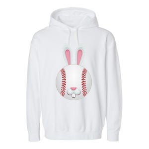 Easter Baseball Ball Egg Bunny Ears Funny Player Gift Garment-Dyed Fleece Hoodie