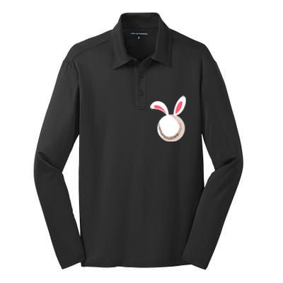 Easter Baseball Bunny Ears Happpy Easter Day Gift Silk Touch Performance Long Sleeve Polo