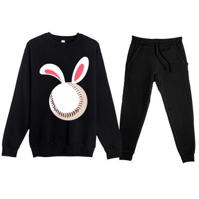 Easter Baseball Bunny Ears Happpy Easter Day Gift Premium Crewneck Sweatsuit Set