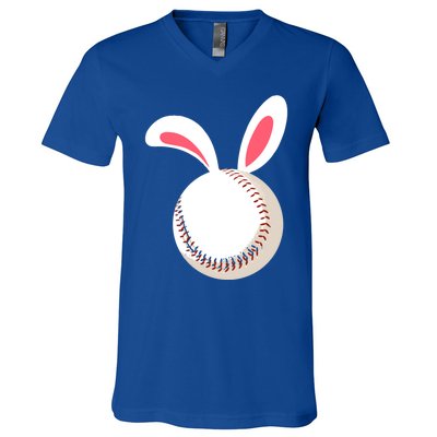 Easter Baseball Bunny Ears Happpy Easter Day Gift V-Neck T-Shirt