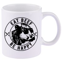 Eat Beef Be Happy Funny Gift 11oz C Handle Ceramic Mug