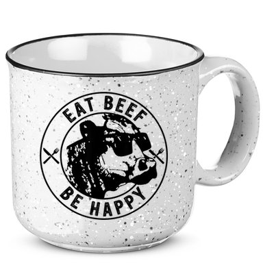 Eat Beef Be Happy Funny Gift 15oz Campfire Ceramic Mug