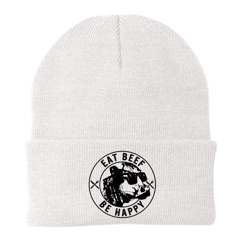 Eat Beef Be Happy Funny Gift Beanie