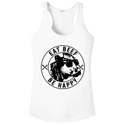 Eat Beef Be Happy Funny Gift Ladies PosiCharge Competitor Racerback Tank