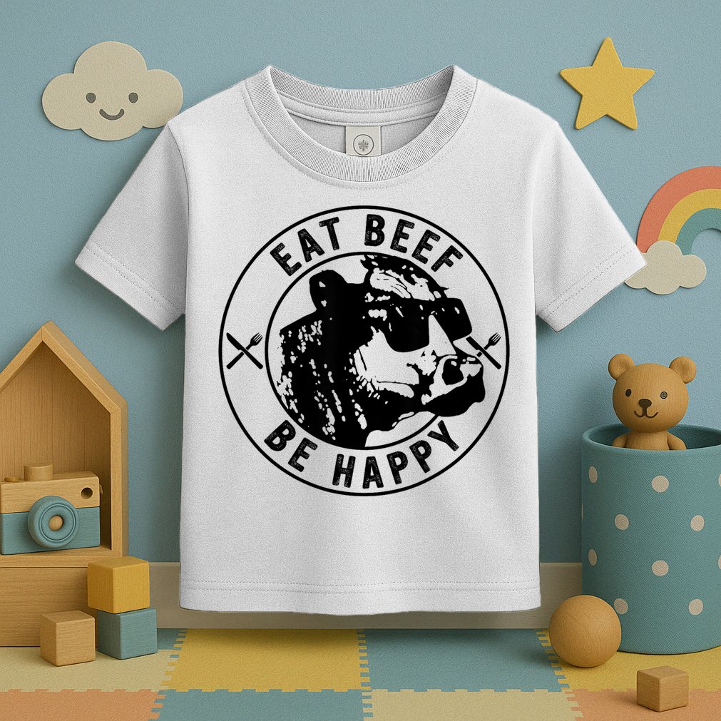 Eat Beef Be Happy Funny Gift Toddler T-Shirt