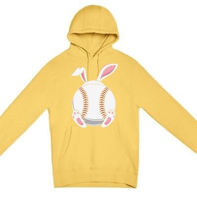 Easter Bunny Baseball Funny Gift Funny Easter Baseball Rabbit Ears Cute Gift Premium Pullover Hoodie