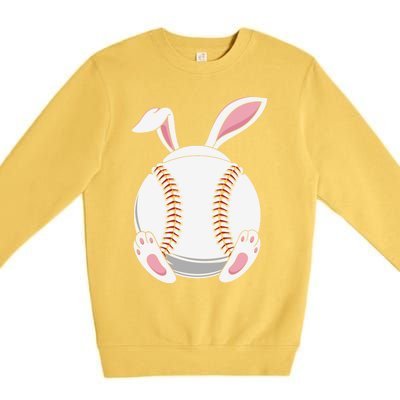 Easter Bunny Baseball Funny Gift Funny Easter Baseball Rabbit Ears Cute Gift Premium Crewneck Sweatshirt