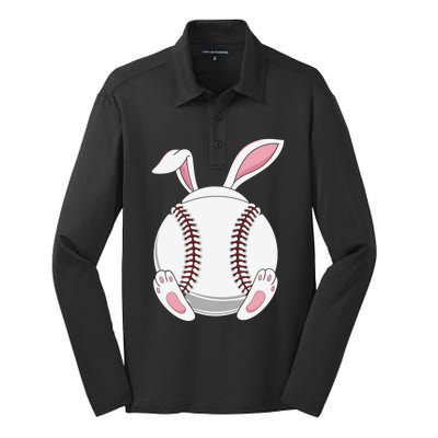 Easter Bunny Baseball Funny Gift Funny Easter Baseball Rabbit Ears Cute Gift Silk Touch Performance Long Sleeve Polo