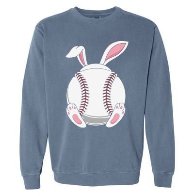 Easter Bunny Baseball Funny Gift Funny Easter Baseball Rabbit Ears Cute Gift Garment-Dyed Sweatshirt