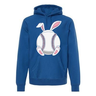 Easter Bunny Baseball Funny Gift Funny Easter Baseball Rabbit Ears Cute Gift Premium Hoodie