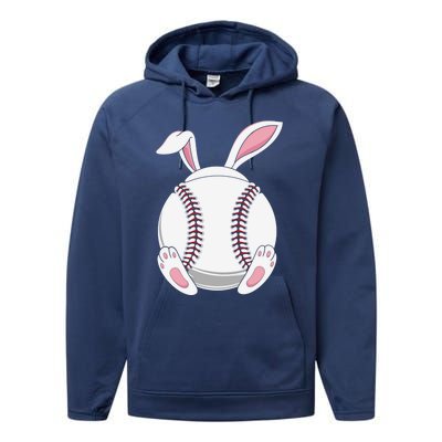 Easter Bunny Baseball Funny Gift Funny Easter Baseball Rabbit Ears Cute Gift Performance Fleece Hoodie