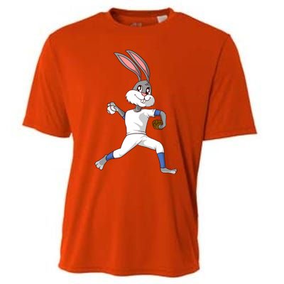 Easter Bunny Baseball Rabbit Pitcher Cute Gift Cooling Performance Crew T-Shirt