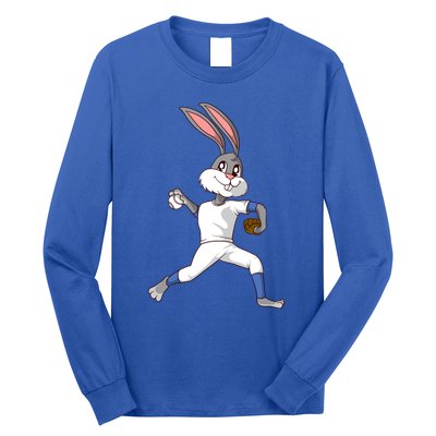 Easter Bunny Baseball Rabbit Pitcher Cute Gift Long Sleeve Shirt