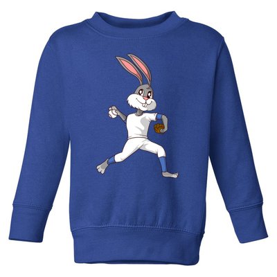 Easter Bunny Baseball Rabbit Pitcher Cute Gift Toddler Sweatshirt