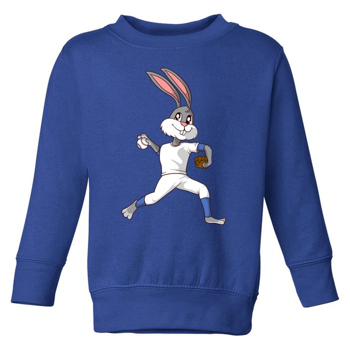 Easter Bunny Baseball Rabbit Pitcher Cute Gift Toddler Sweatshirt