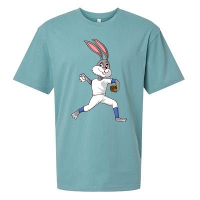 Easter Bunny Baseball Rabbit Pitcher Cute Gift Sueded Cloud Jersey T-Shirt