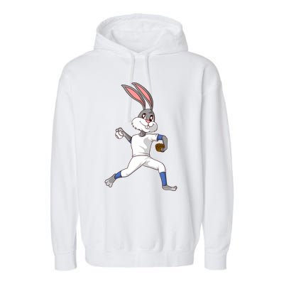 Easter Bunny Baseball Rabbit Pitcher Cute Gift Garment-Dyed Fleece Hoodie