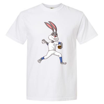 Easter Bunny Baseball Rabbit Pitcher Cute Gift Garment-Dyed Heavyweight T-Shirt